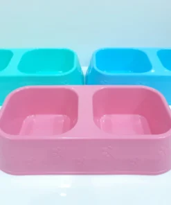 1032K ชามหมา 2 ช่อง ลายเท้า สีหวานสด BIGONE (ห่อละ 12 โหล)