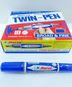 ปากกาเคมี 2 หัวตราม้า สีน้ำเงิน