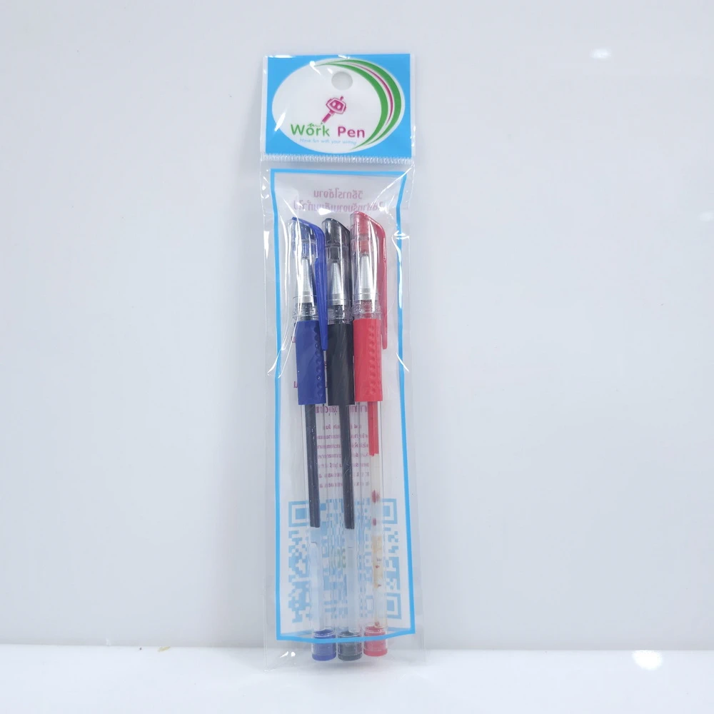 ปากกาเจล น้ำเงิน+ดำ+แดง WORKPEN