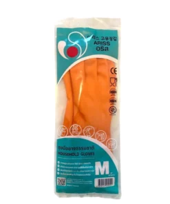 ถุงมือยางแม่บ้าน สีส้ม ARISS ไซส์ M