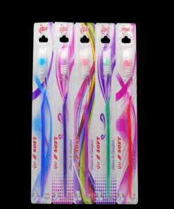 8851 แปรงสีฟันผู้ใหญ่ด้ามสีใส 1x5 (แพ็คละ 10 ชิ้น)