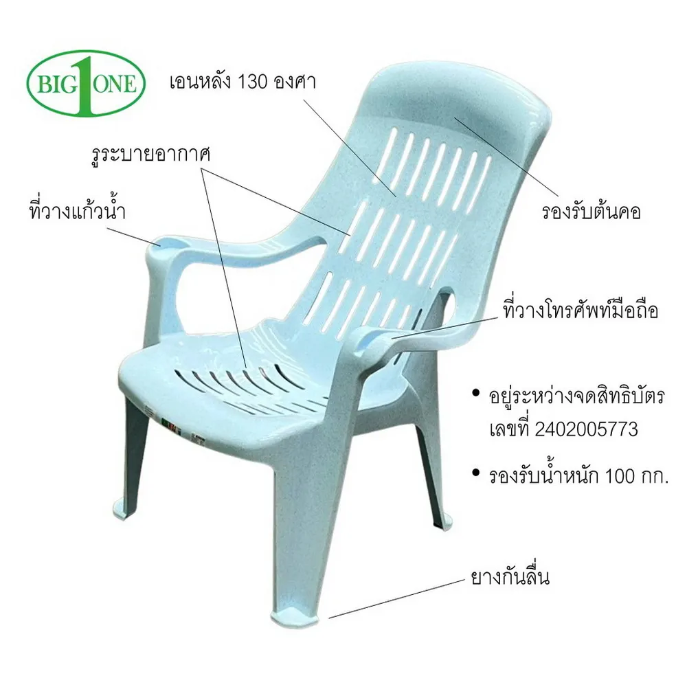 350A เก้าอี้พนักพิง สีขาว BIGONE (มัดละ 6 ตัว) ขายยกมัด