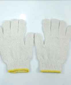 ถุงมือผ้าสีขาว 7 ขีดเต็ม ขอบเหลือง