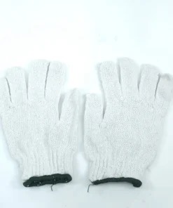ถุงมือผ้าสีขาว 5 ขีดเต็ม ขอบเขียว