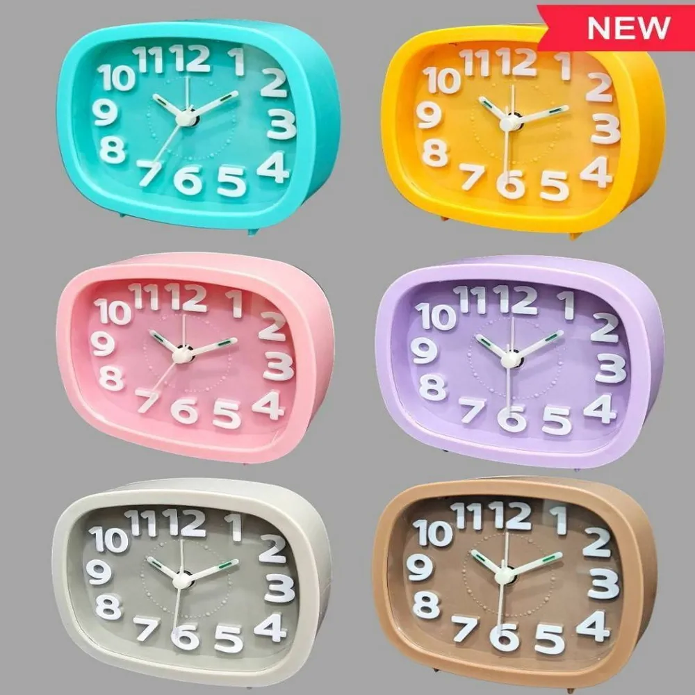 JA1016PT นาฬิกาปลุกเหลี่ยม 5 นิ้ว มีเสียง มีไฟ คละสี (ส่ง 3 ชิ้นๆละ 55 บาท)