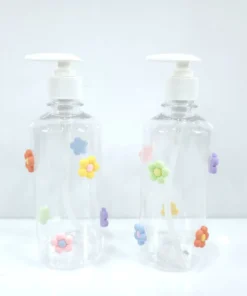 ขวดปั๊มใส 450 ML ติดดอกไม้ (NET)