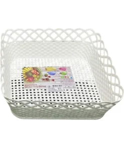 334/1 ตะแกรงเหลี่ยมเล็ก สีขาว 25x34x11.5 cm. BIGONE (ห่อละ 12 โหล)