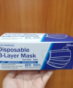 หน้ากากอนามัย สีฟ้า กล่องละ 50 ชิ้น (5 กล่องต่อชุดๆ ละ 100)