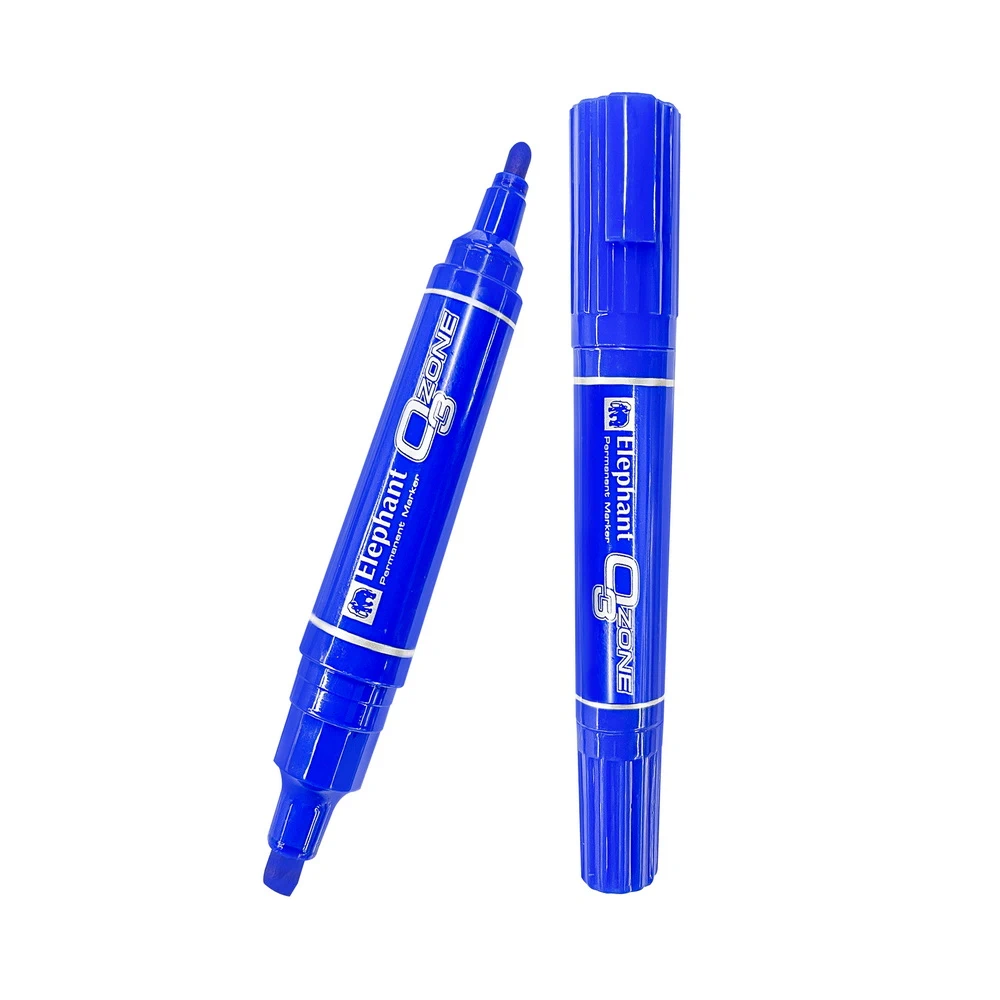ปากกาเคมี 2 หัวตราช้าง สีน้ำเงิน (5 โหลๆ ละ 100)