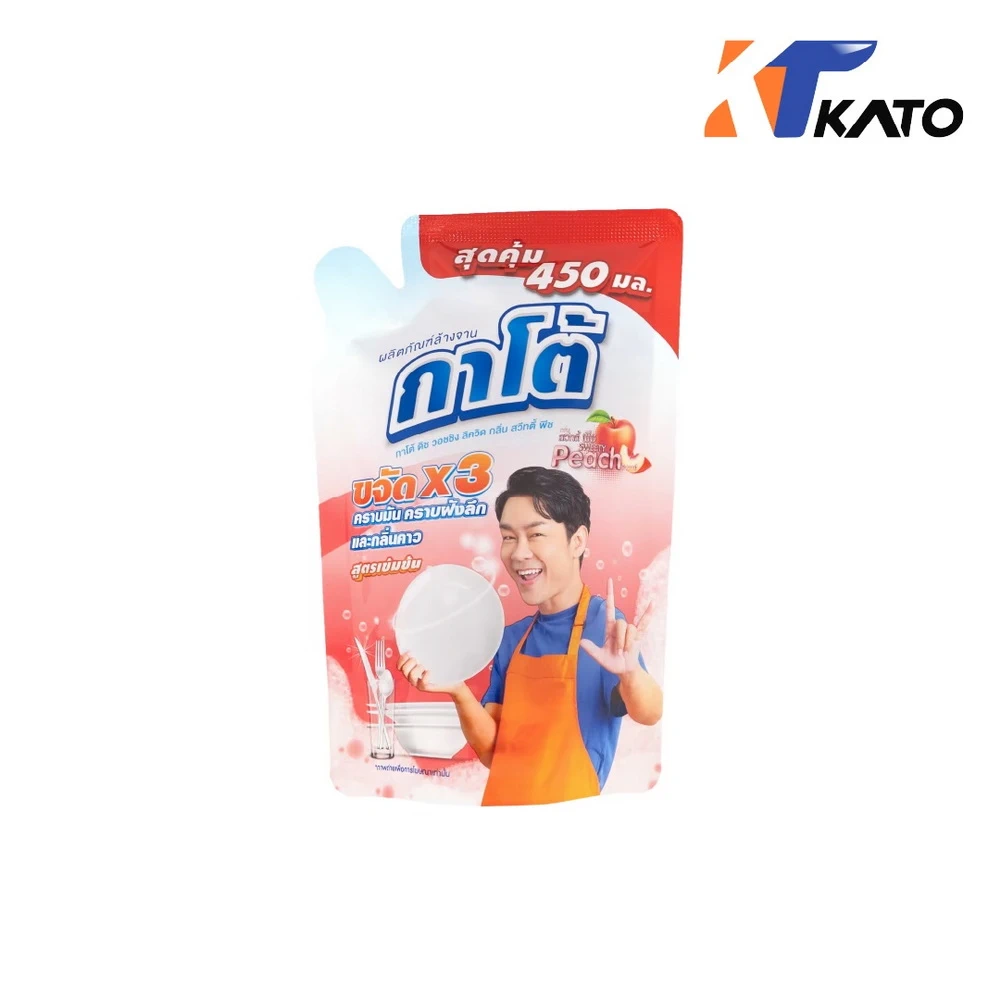 น้ำยาล้างจานถุง 450 ml. กาโต้ กลิ่นสวีทตี้พีช (2 โหล/ลัง)