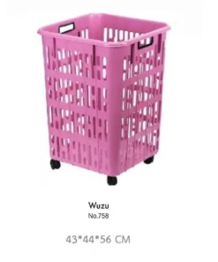 758 ตะกร้าทรงสูงมีล้อ 43x44x56 ซม. สีชมพู SN