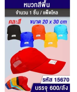 15670 หมวกแก๊ปสีพื้น คละสี