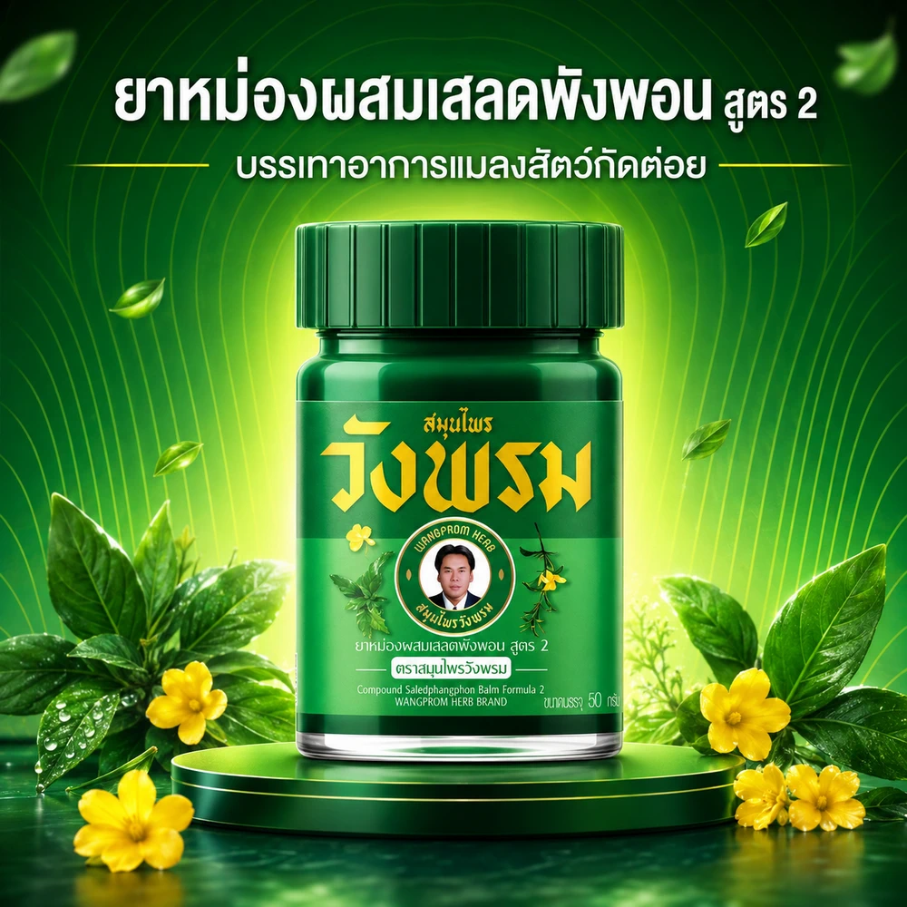 ยาหม่องผสมเสลดพังพอน สูตร 2 ตราสมุนไพรวังพรม 50 กรัม G434/60 (ซื้อ 6 ขวด ขวดละ 59 บาท) - Image 2