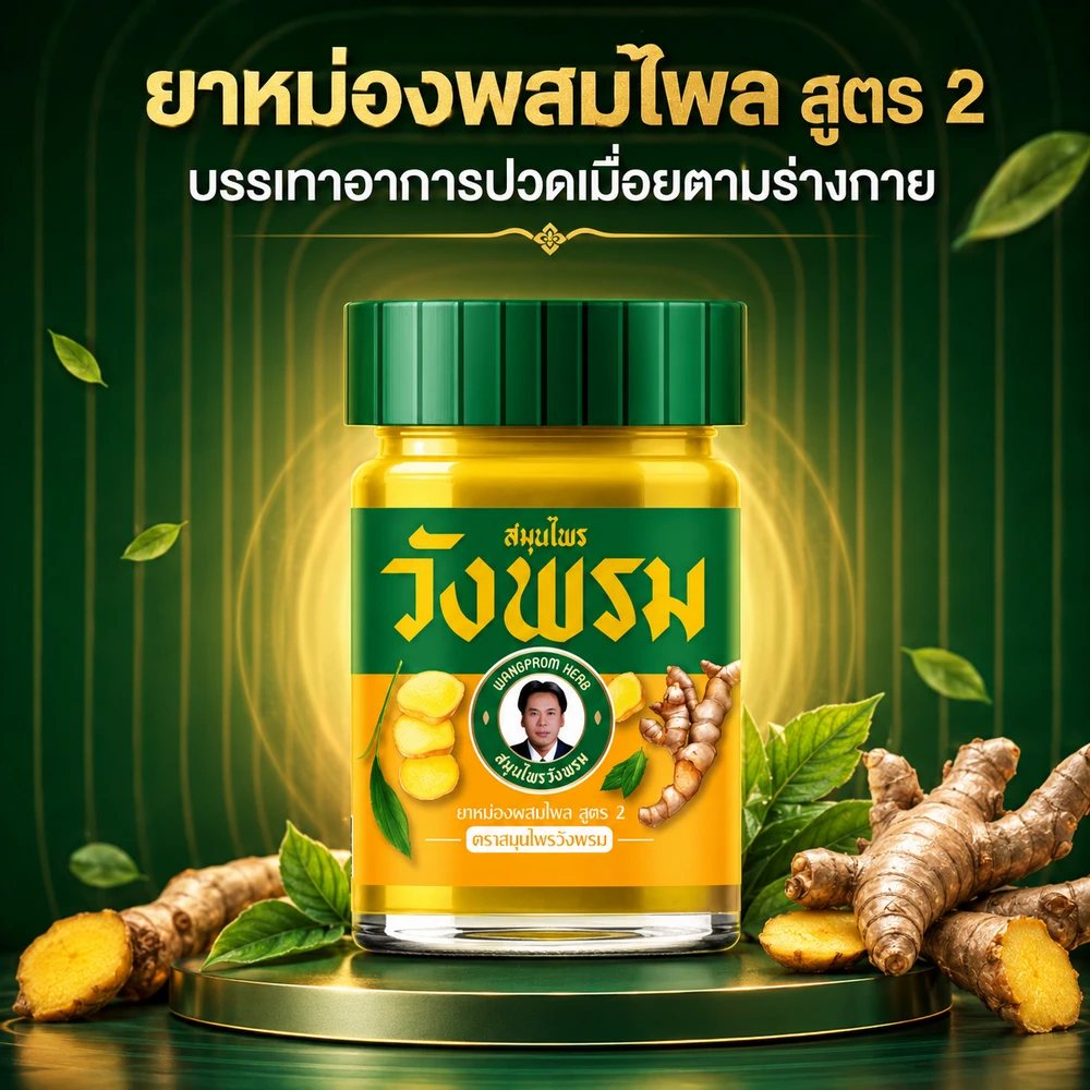 ยาหม่องผสมไพล สูตร 2 ตราสมุนไพรวังพรม 50 กรัม G190/60 (ซื้อ 6 ขวด ขวดละ 59 บาท) - Image 2