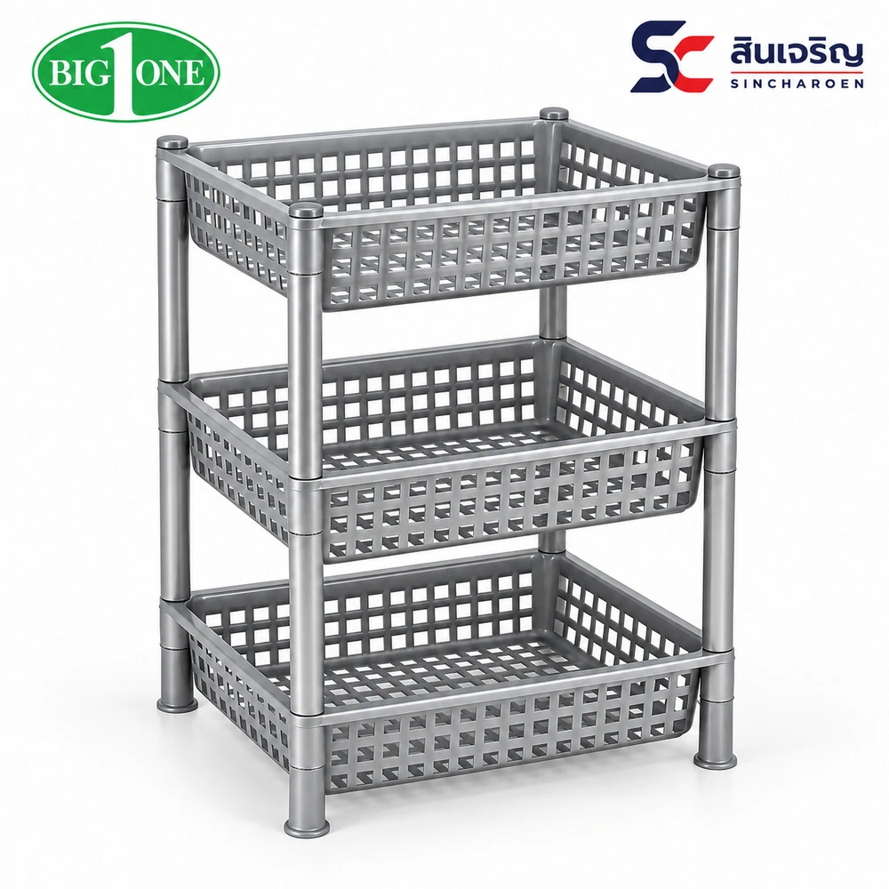240/3 ชั้นวางของ 3 ชั้น สีเงิน 30x40x53 ซม. BIGONE